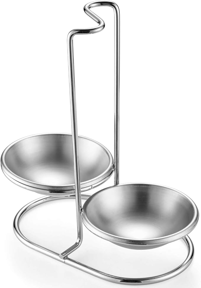 304 Stainless Steel Double Ladles Holder Vertical Spoon Rest Cooking Utensils by GoldNJadeHouseware