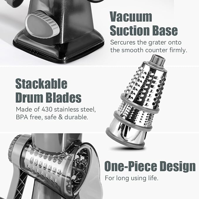 KEOUKE Rotary Cheese Grater Hand Crank Transparent - Image 5