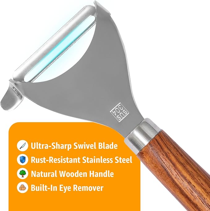 Potato Peeler Wooden Handle, Y Peeler Multifunctional Vegetable Peeler - Image 3