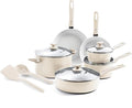 GreenPan Dover Healthy Ceramic Nonstick, 12 Piece Cookware Pots and Pans Set by GreenPan