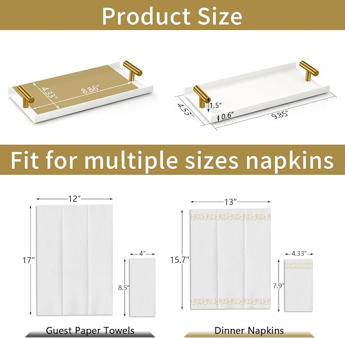 STWWO Napkin Holder for Bathroom, Guest Towel Holder Tray for Bathroom - Image 5
