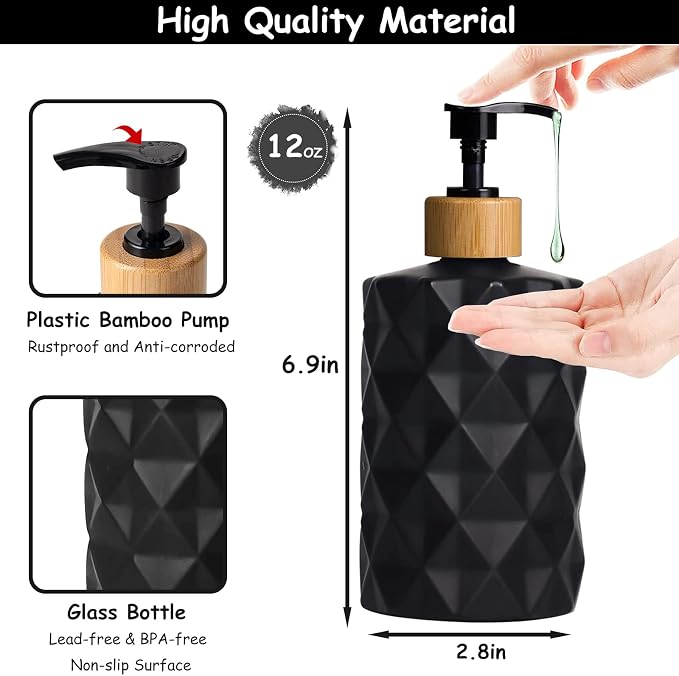 Black Glass Soap Dispenser Set - Image 2
