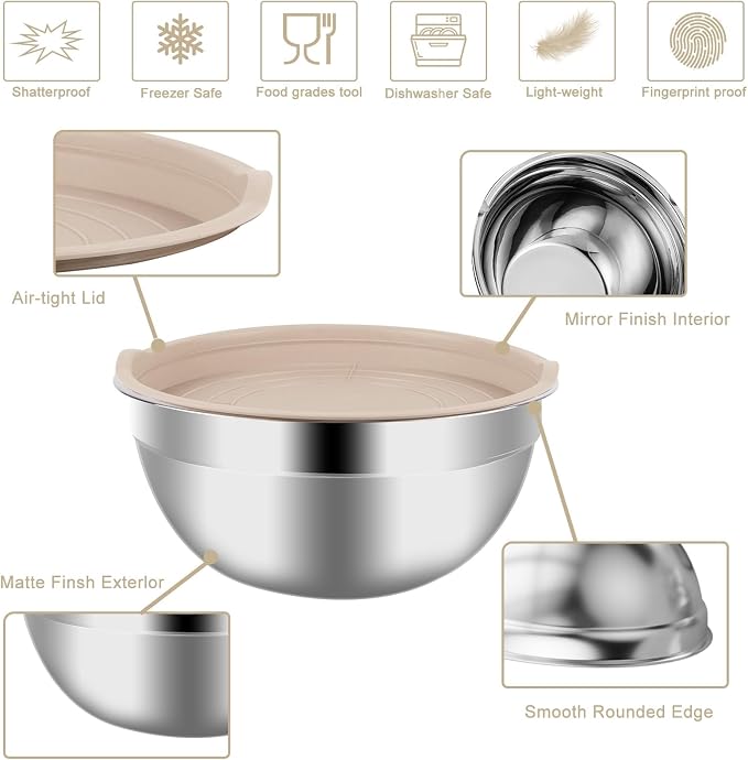 WEPSEN Mixing Bowls Set, Measuring Cups and Spoons - Image 5