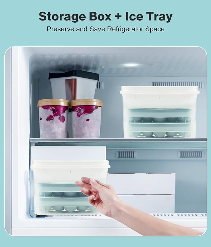 Ice Cube Tray with Lid and Bin – Round Ice Cube Trays - Image 4