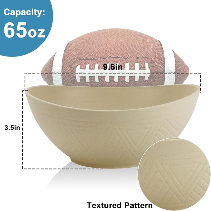 Large Bowls 65 OZ, Wheat Straw Bowls Set of 4, Unbreakable Salad Bowl, - Image 2