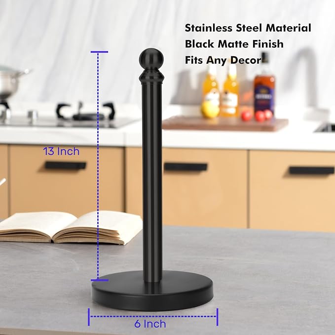Black Paper Towel Holder Countertop, Standing Paper Towel Roll Holder - Image 4