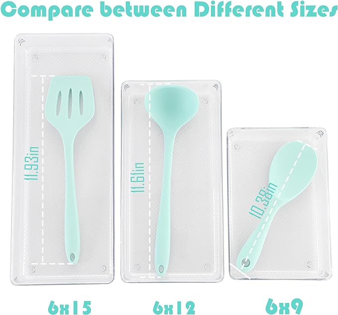 5 Pack Clear Plastic Drawer Organizer Tray Cutlery Utensil Makeups Drawer - Image 3