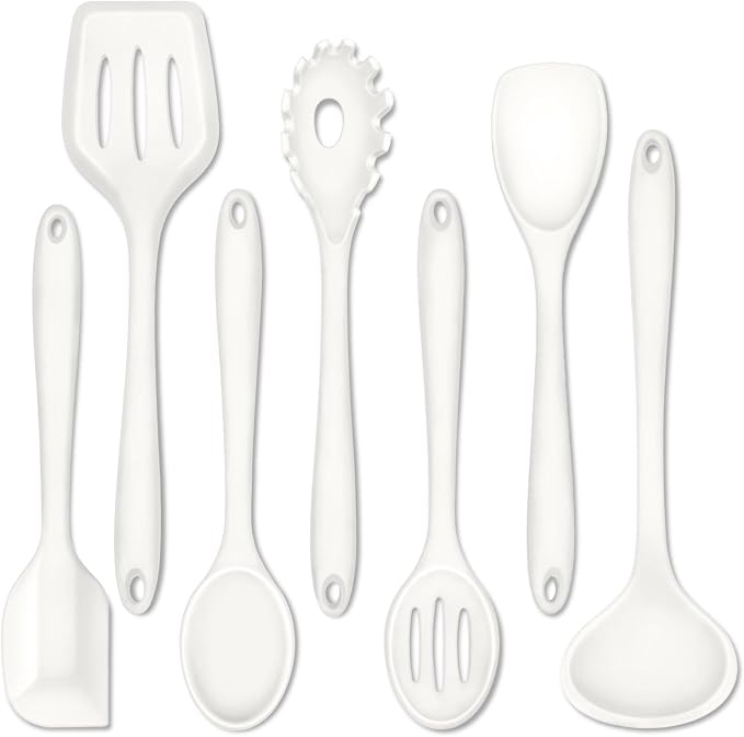 P&P CHEF Silicone Cooking Utensils Set of 7, Heat-proof Kitchen Utensils Set by PPCHEF