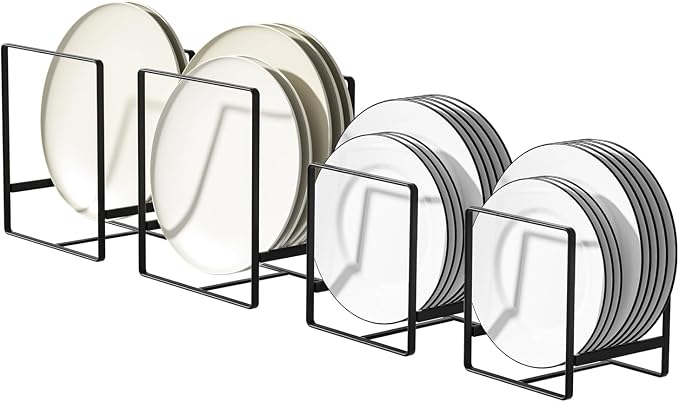 2 Large 2 Small Plate Organizers Holders Upright Cabinet Dish Drying Racks - Image 2