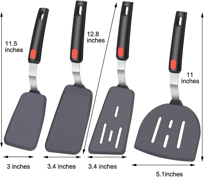 KLAQQED 4Pcs Spatula Silicone Heat Resistant Flexible Rubber Silicone Spatulas - Image 6