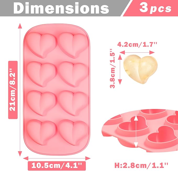 Webake Heart Shpaed Ice Cube Trays, 8-Cavity Heart Silicone Molds - Image 2