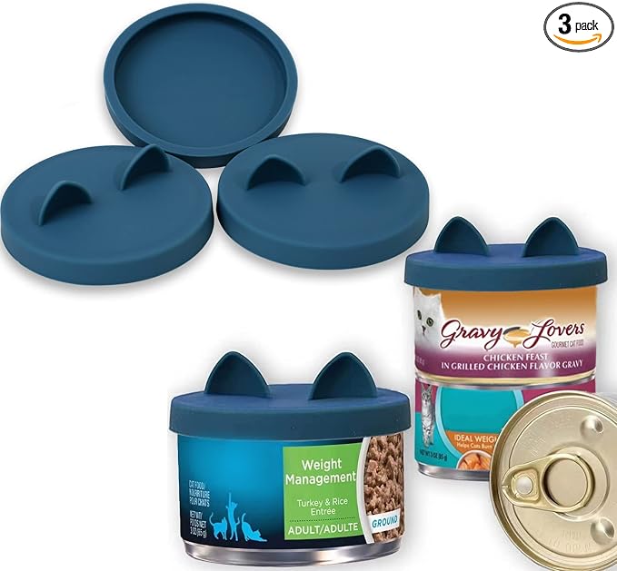 OHMO 3 Pack Small Cat Food Can Lids, Silicone Pet Food Can Lids Covers by OHMO