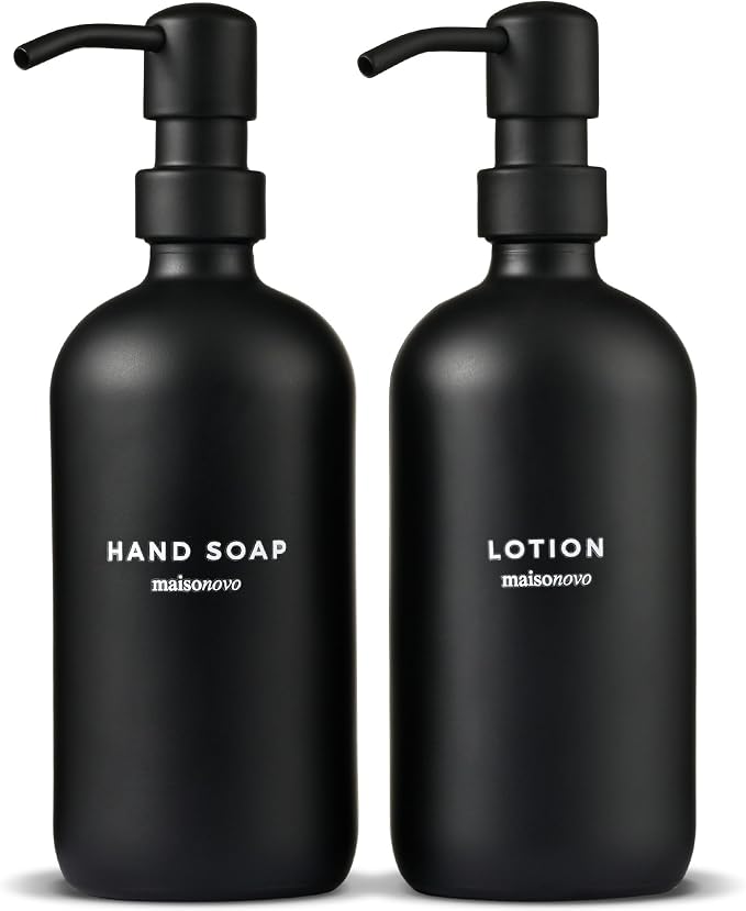 MaisoNovo Soap Dispenser 2-Piece Set | 16.9oz Black Bottles by MaisoNovo-TheArtofSustainableLiving