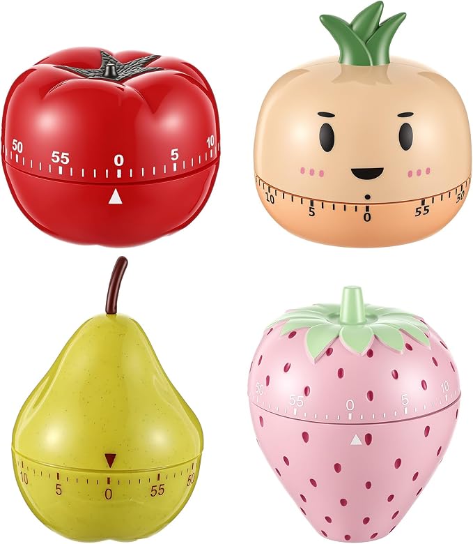 Amylove 4 Pieces Cute Kitchen Timer, Animal Mechanical Manual, Strawberry by Amylove