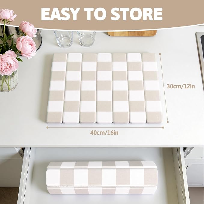 Yamaziot Stone Drying Mat for Kitchen Counter, Quick-Dry Diatomaceous Earth Mat - Image 3