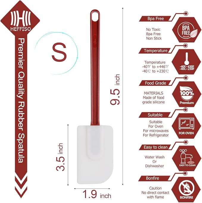 15 PCS Commercial Grade Silicone Spatulas Heat Resistant, 9.5-Inch Silicone - Image 2