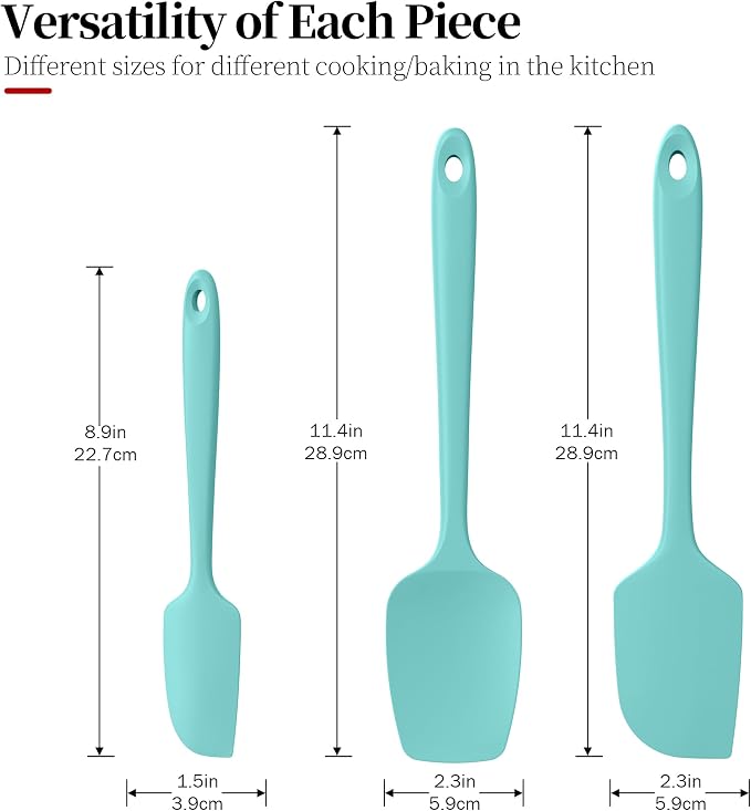Heat Resistant Silicone Spatula Set of 3, Luxiwise 600ºF High Temp Baking - Image 2