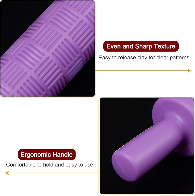 HARFINGTON Pattern Embossed Rolling Pin 14.57" x 1.97" Strip 3D Pattern PP - Image 4