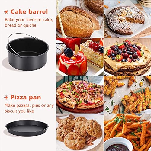 2Pcs Air Fryer Accessories, 8 Inch Air Fryer Pizza Cake Pan and Baking