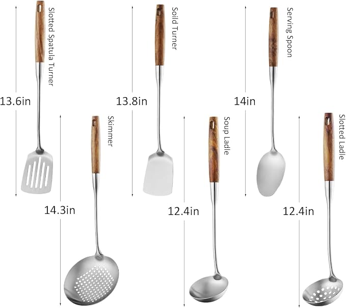 6 Pcs Cooking Utensils Set 304 Stainlss Steel Kitchen Utensils Set Heat - Image 2