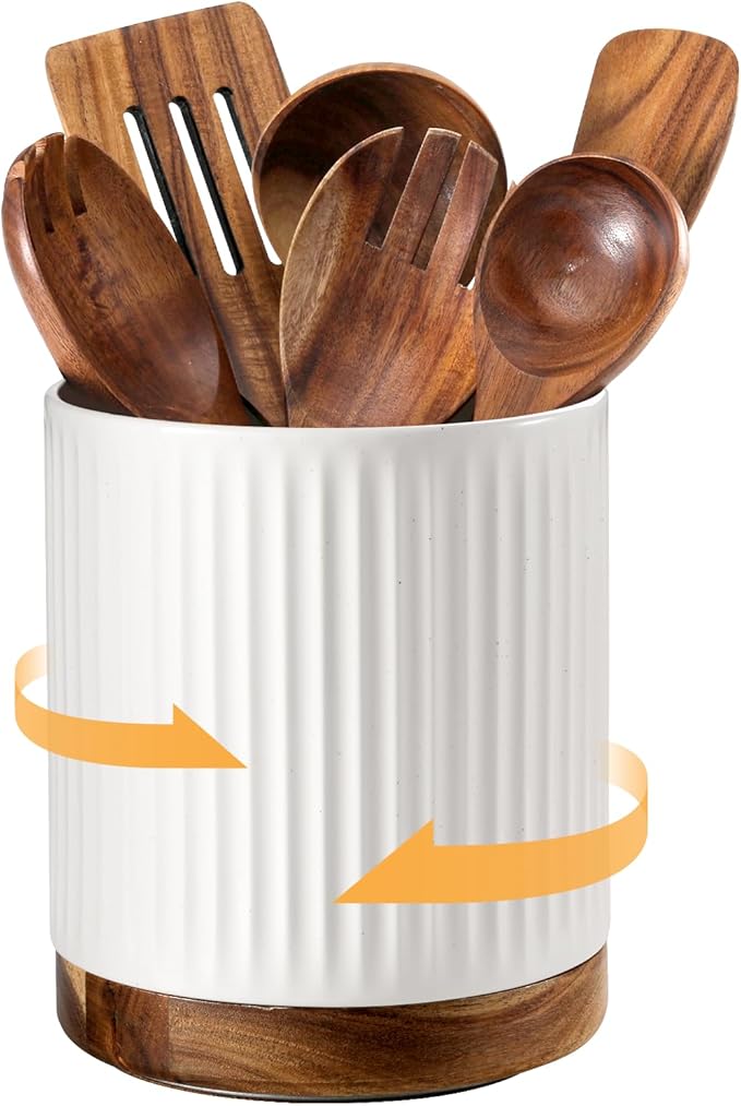 DOWAN 360° Rotating Extra Large Cooking Utensil Holder, 7.6" Kitchen Utensil by DOWAN
