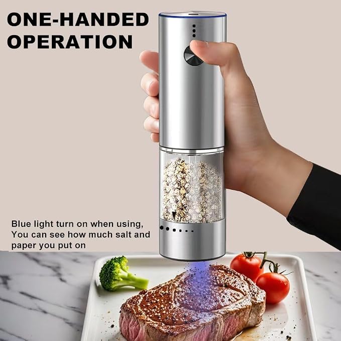 Rechargeable Electric Salt and Pepper Grinder Set, Upgraded Larger Capacity - Image 6
