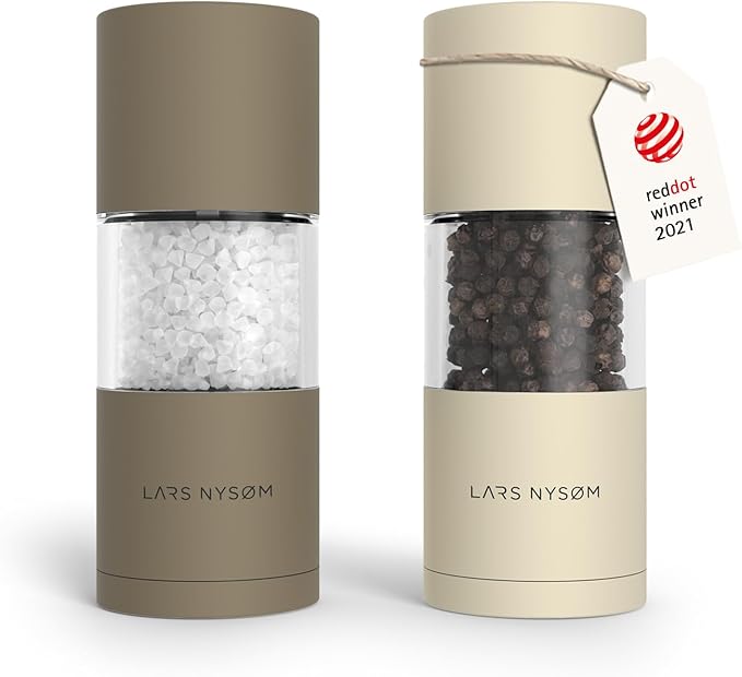 LARS NYSØM Salt and Pepper Grinder Set, Manual Salt and Pepper Mills by LN