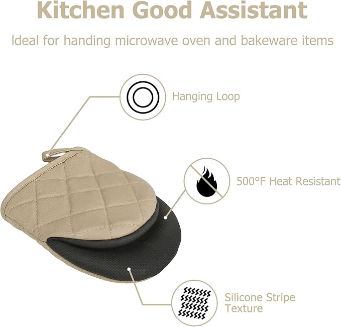 Oven Mitts and Pot Holders Set, Heat Resistant Silicone Kitchen Mini Oven - Image 3