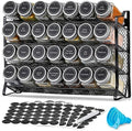 AOZITA Spice Rack Organizer with 28 Empty Spice Jars with Silver Lids