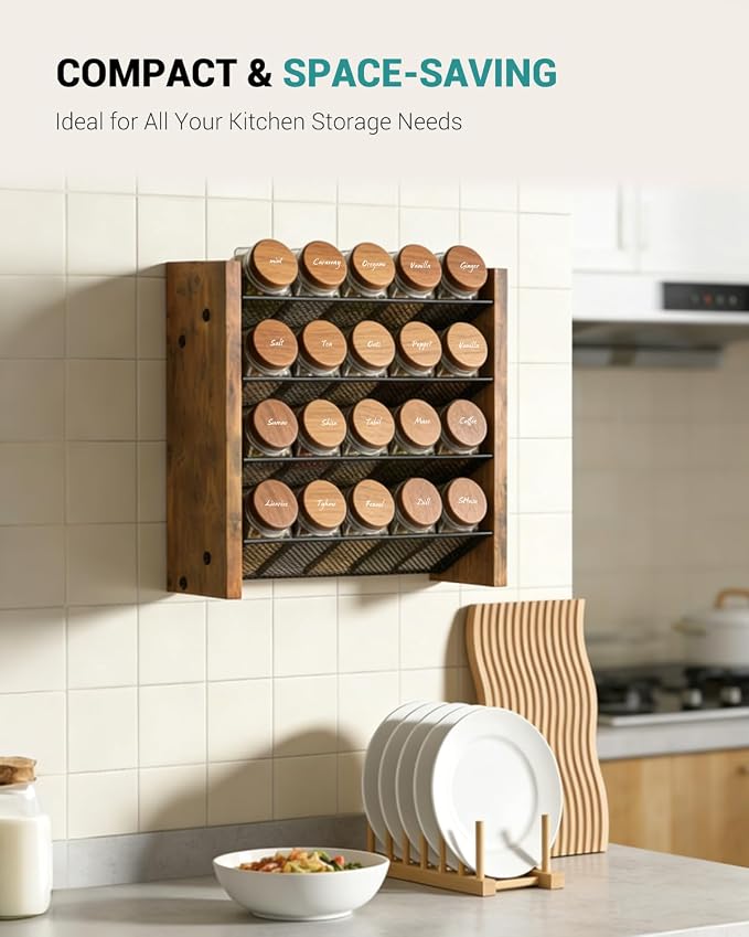 NESAPTO Spice Rack Organizer for Cabinet, Wood 4-Tier Vertical Seasoning - Image 5