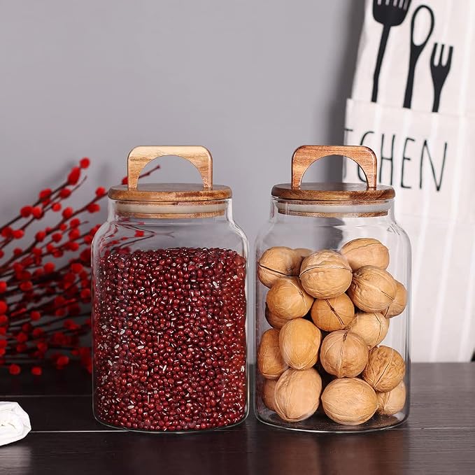 SAIOOL Canister Set of 2, Glass Kitchen Canisters - Image 6