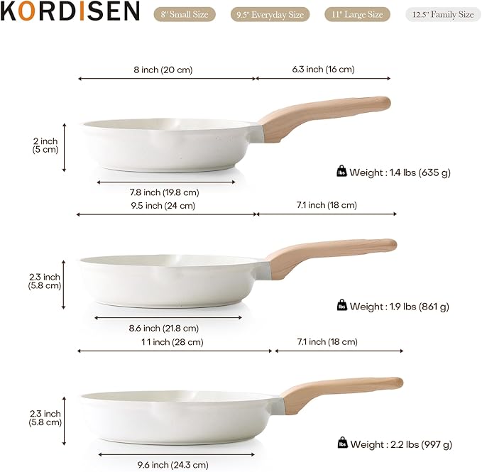 Kordisen Nonstick Ceramic Frying Pan Set, 3 Piece Ceramic Skillet Set, Healthy - Image 7