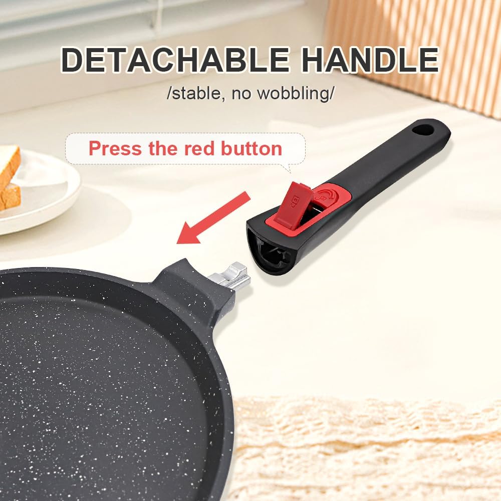 RANX INGST Non Stick Crepe Pan with Detachable Handle, 10 Inch Cast
