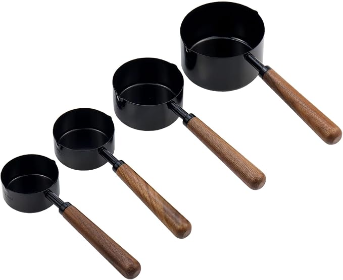 Set of 4 Measuring Cups and Spoons Black Measuring Cups by Mewutal
