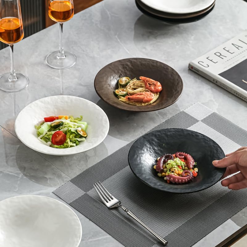 8 Inch Elegant Porcelain Dinner Plates, Round Appetizer Plates