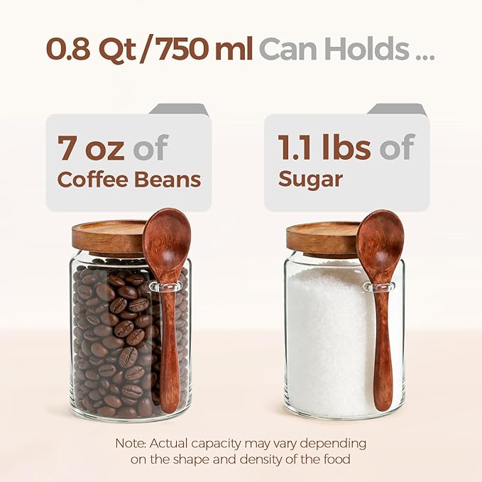 ComSaf of 2 Glass Coffee Canister, Airtight Coffee Container - Image 3