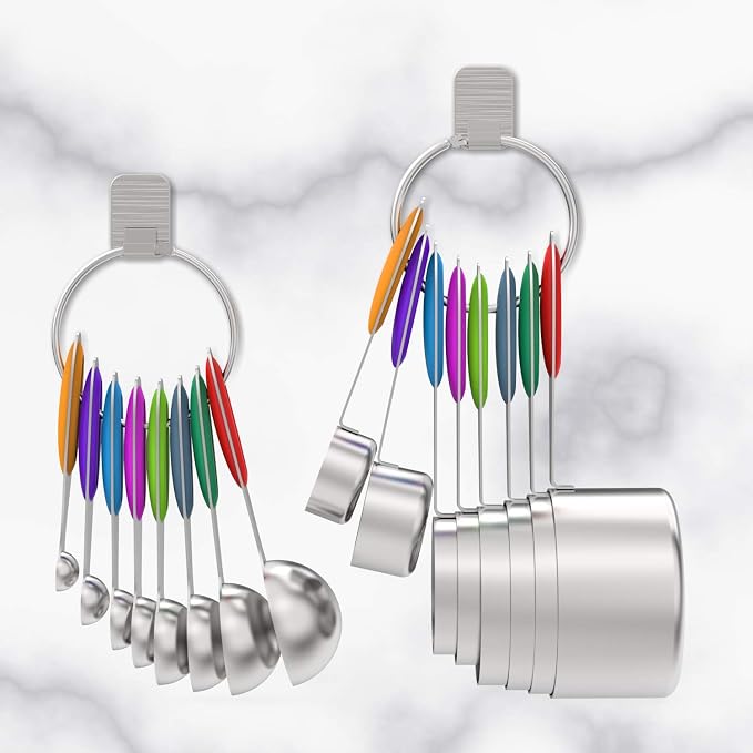 Measuring Cups & Spoons Set of 16, Wildone Premium Stainless Steel Measuring - Image 5