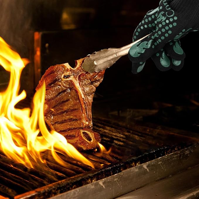 Comsmart BBQ Gloves, 1472°F Heat Resistant Grilling Gloves Silicone Non-Slip - Image 7