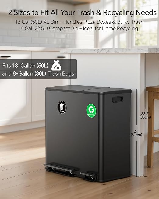 Lovewind Dual Trash and Recycling Bins - Image 3