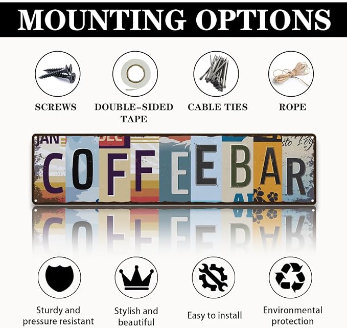 Coffee Bar Sign for Coffee Bar Decor, Retro Tin Metal Sign, Rustic Farmhouse - Image 3