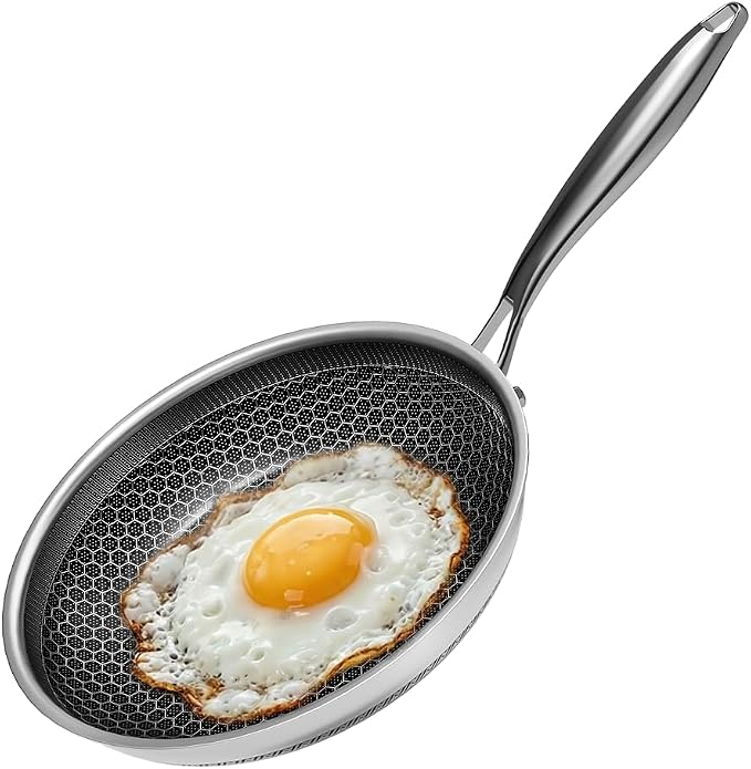 Honeycomb Stainless Steel Nonstick Frying Pan, Induction Cooktop Compatible by XBM