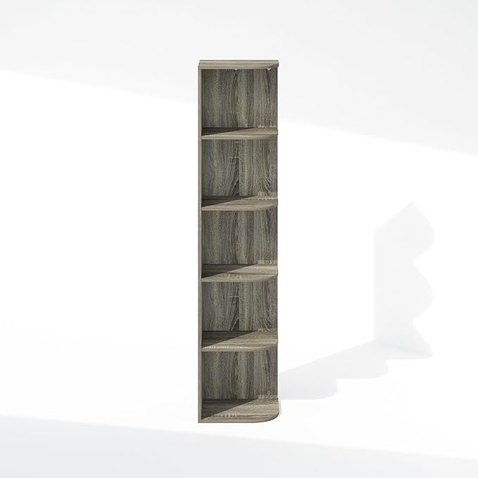 Furinno Reed Corner Shelf, 5-Tier Corner Bookshelf, Book Shelf, Corner Shelves - Image 5