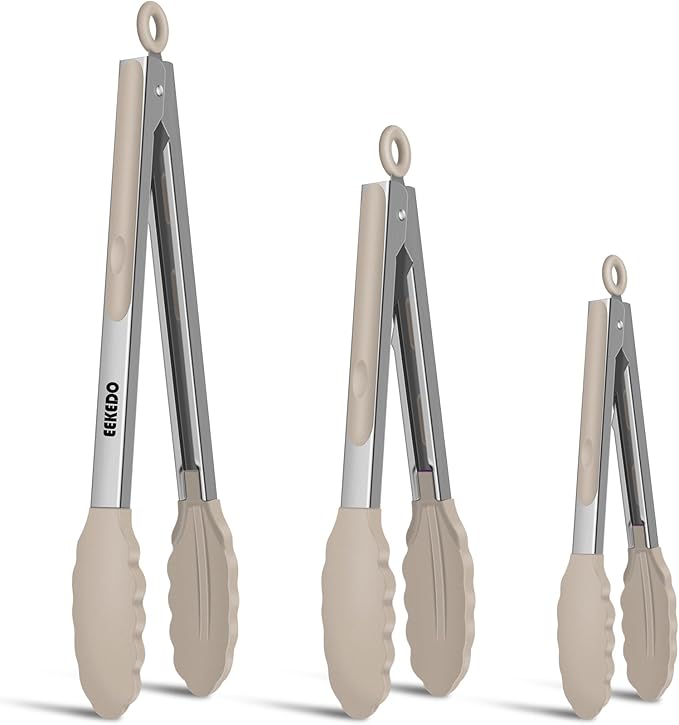 Kitchen Tongs, Stainless Steel Cooking Tongs by EEKEDO