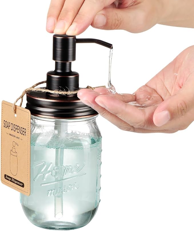 Amolliar Mason Jar Liquid Soap Dispenser, 16 OZ Lotion Glass Dispenser - Image 3