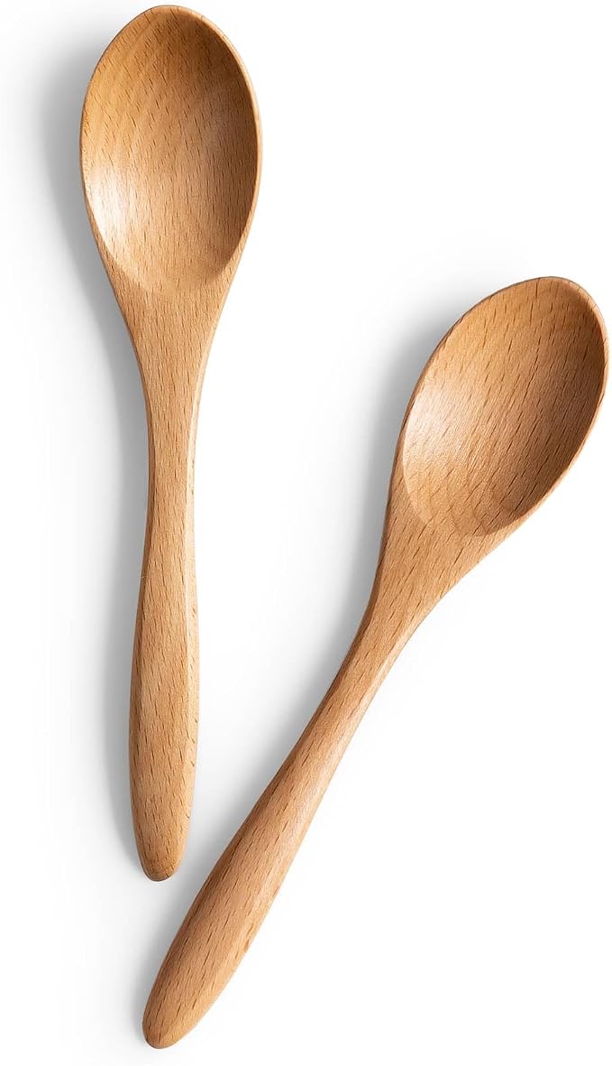 2 PCS Small Wooden Spoons, 5.8 Inch Honey Spoons by HEFILD