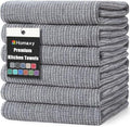 Homaxy 380 GSM Cotton Premium Kitchen Towels 6 Pack, 18"x 28", Grey
