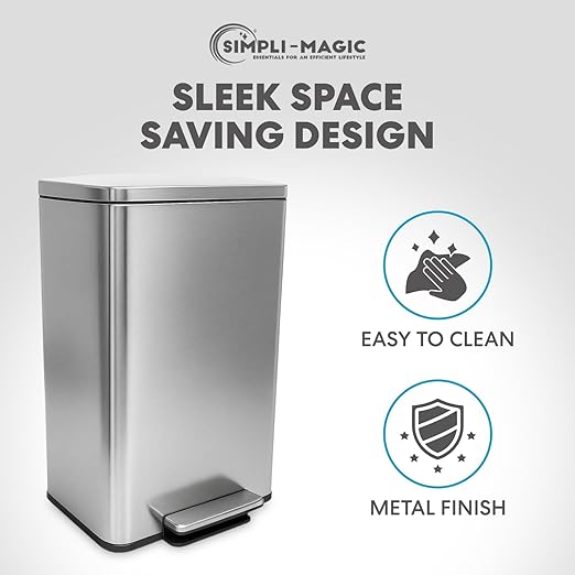SIMPLI-MAGIC 50 Liter / 13.2 Gallon Soft-Close, Smudge Resistant Trash Can - Image 7