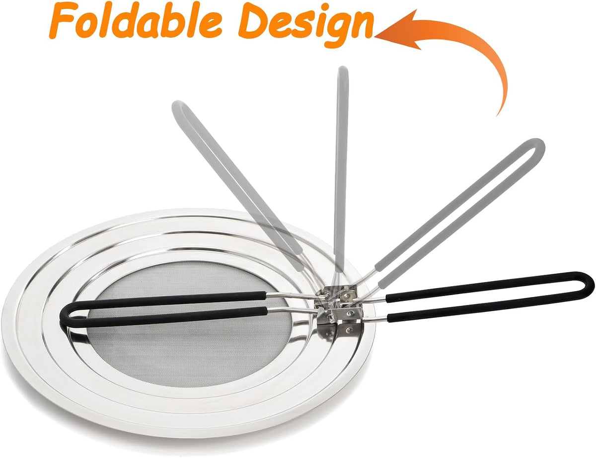 2 Pack Stainless Steel Splatter Screen for Frying Pan, 12 Inch Grease