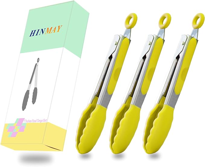 HINMAY Small Appetizer Tongs 7-Inch Silicone Tipped Kitchen Tongs - Image 7