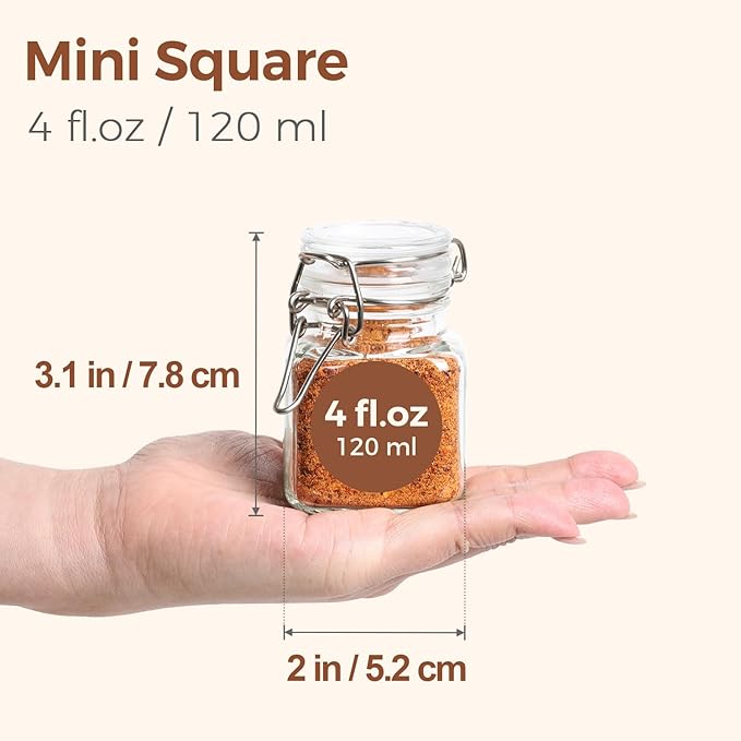 ComSaf Set of 12 Square Glass Spice Jars - Image 2